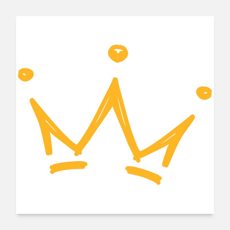 Crown sketch, isolated, yellow Poster 24" x 24" (60x60 cm)