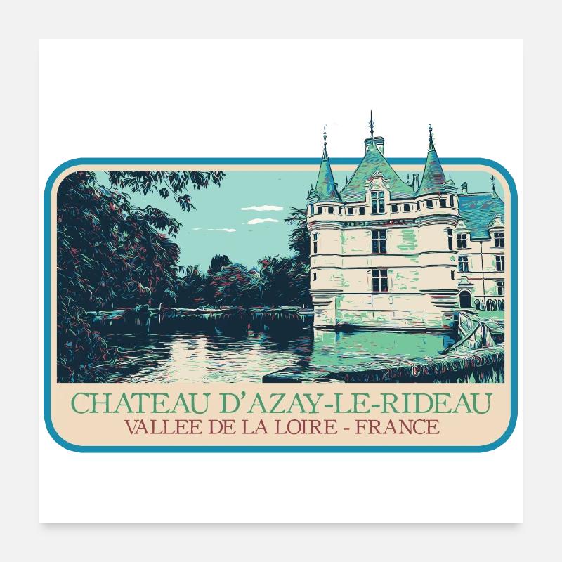 Château d'Azay-le-Rideau, Vallée de la Loire Poster 60 x 60 cm