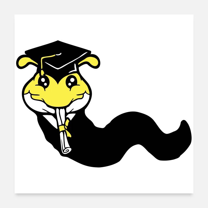 Caterpillar High School Graduation Passed College Worm Poster 24" x 24" (60x60 cm)