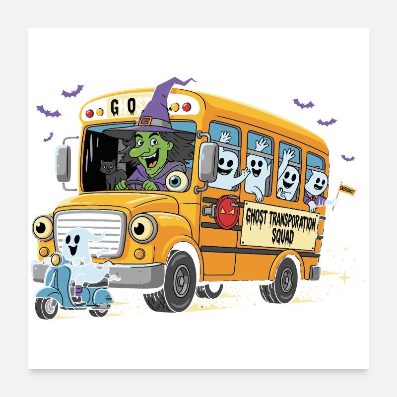 Spooky Bus Haunted Crew Poster 60 x 60 cm