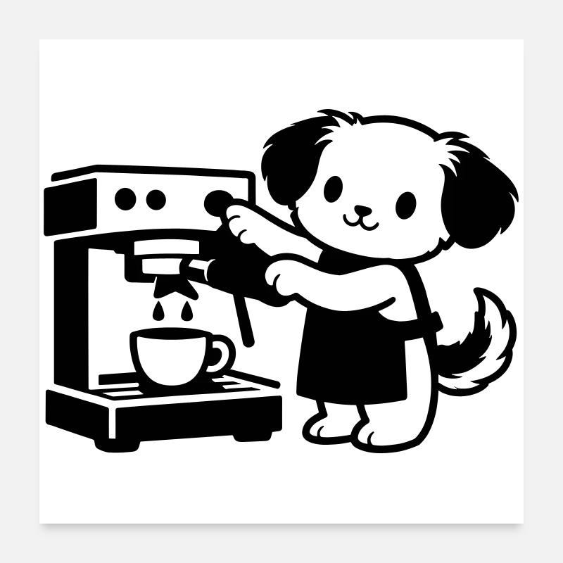 Le chien barista est super mignon Poster 60 x 60 cm