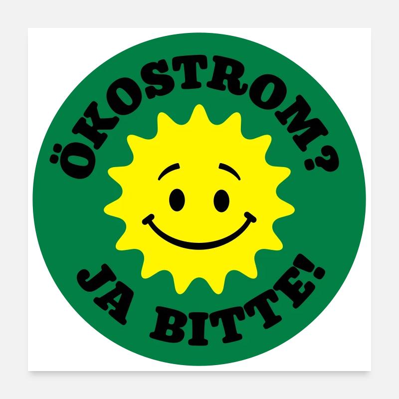 ökostrom ja bitte, atomkraft nein danke, bio öko - Poster 60x60 cm - Weiß