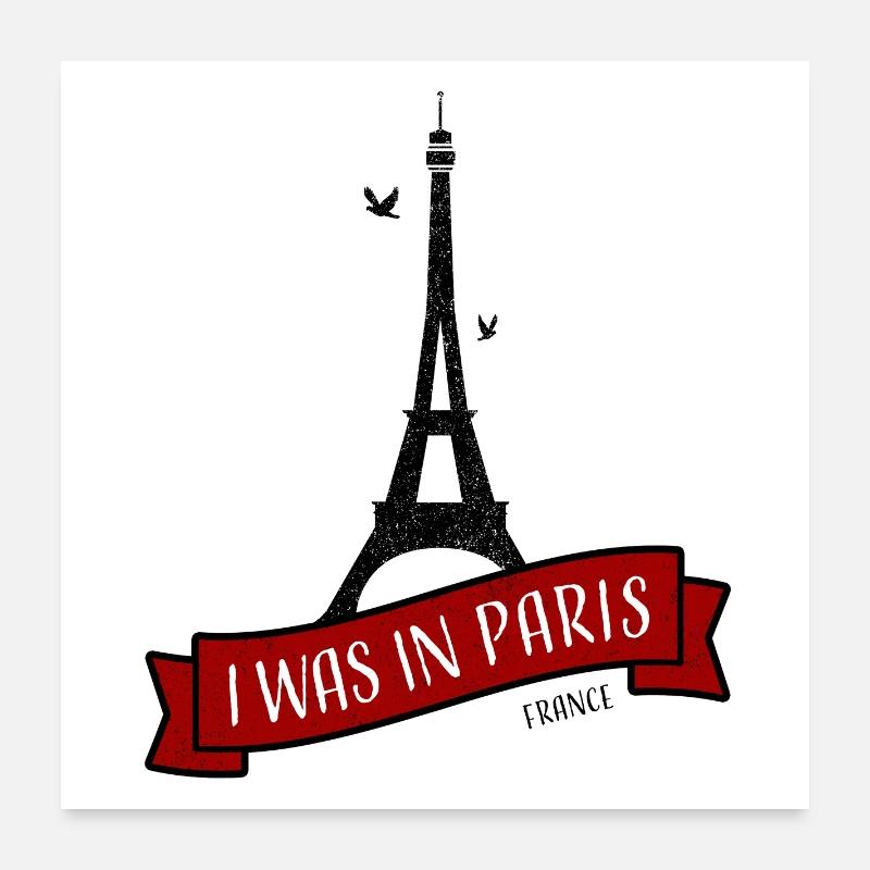 Paris I était à Paris (J'aime Paris) - Poster 60 x 60 cm - blanc