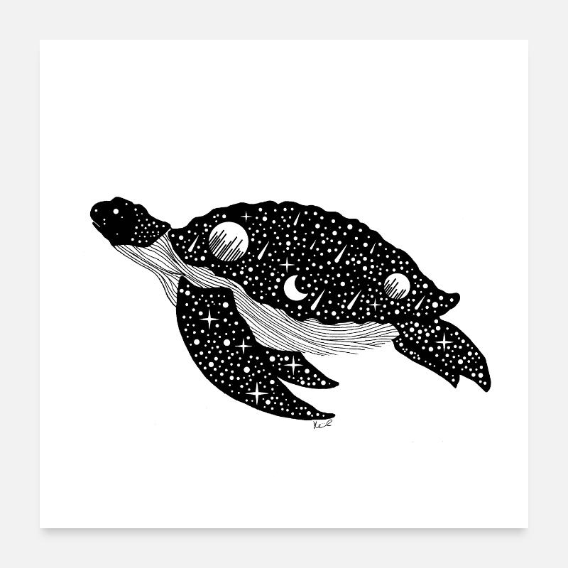 Night Silhouette Turtle Poster 24" x 24" (60x60 cm)
