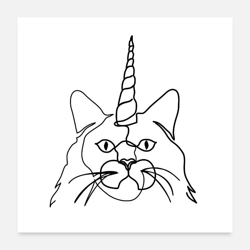 Einhorn Katze Poster 60x60 cm