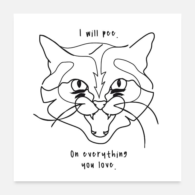 Katzen Meme - Pee Poster 60x60 cm
