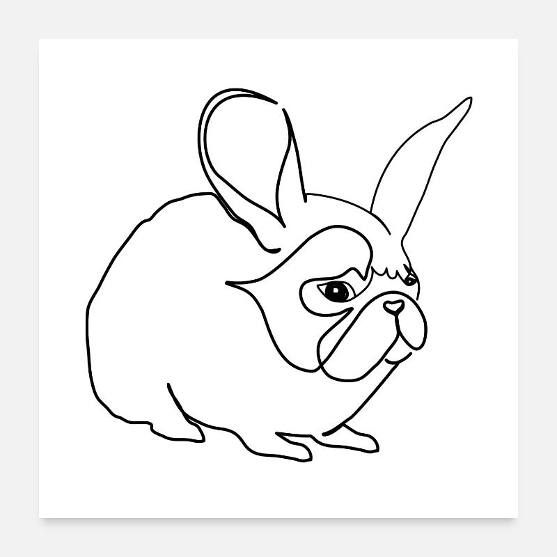 Hase oder Mops Poster 60x60 cm