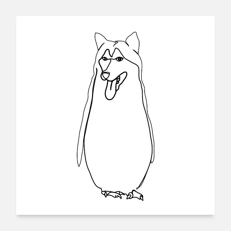Husky Pinguin Poster 60x60 cm