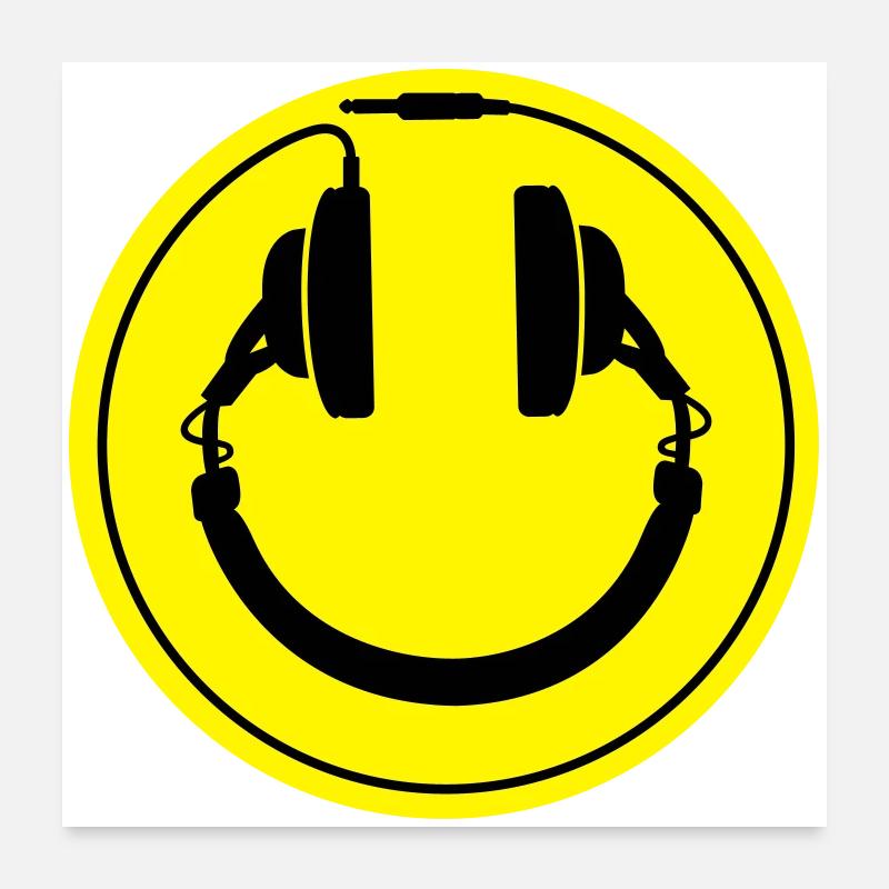 écouteurs smiley Poster 60 x 60 cm