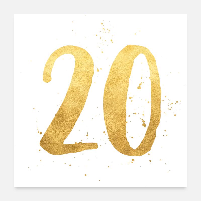 20 gold round birthday twenty gift number Poster 24" x 24" (60x60 cm)