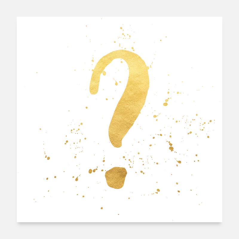 Point d'interrogation symbole de décoration en or et cadeau Poster 60 x 60 cm