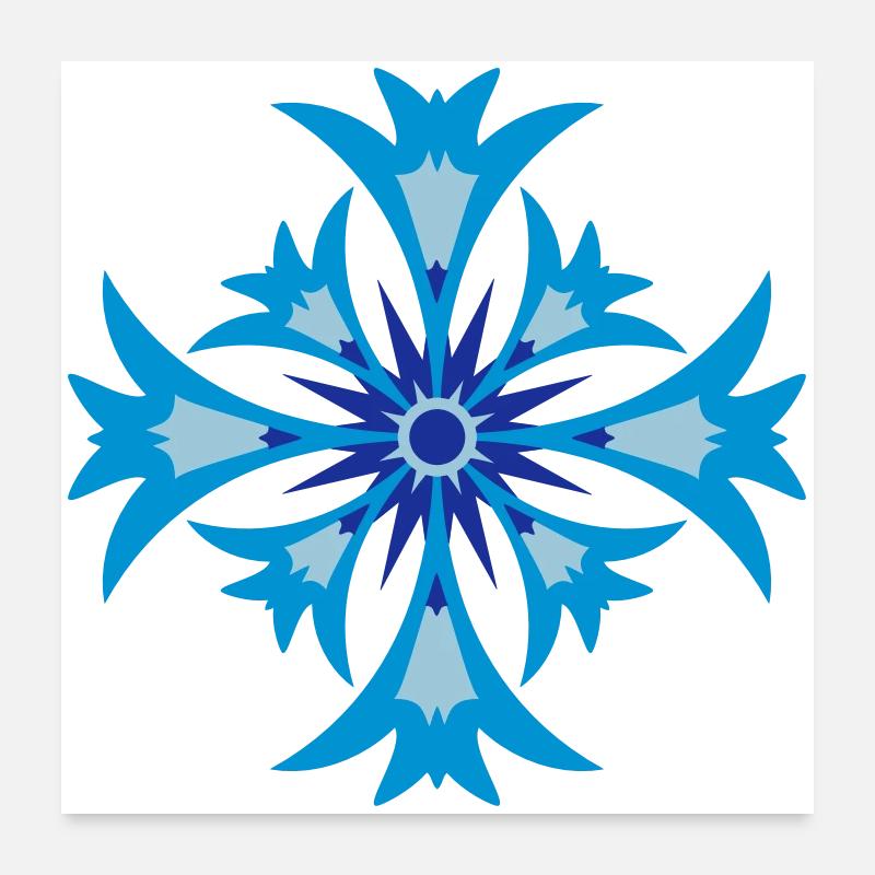 stilisierte Kornblume - Poster 60x60 cm - Weiß
