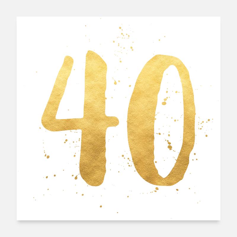 40 anniversaire d'or rond quarante - Poster 60 x 60 cm - blanc