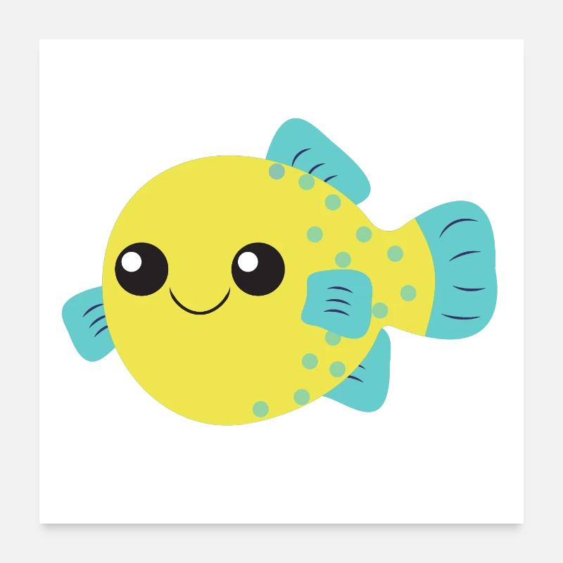 Poisson-globe, poisson mignon, océan, Poster 60 x 60 cm