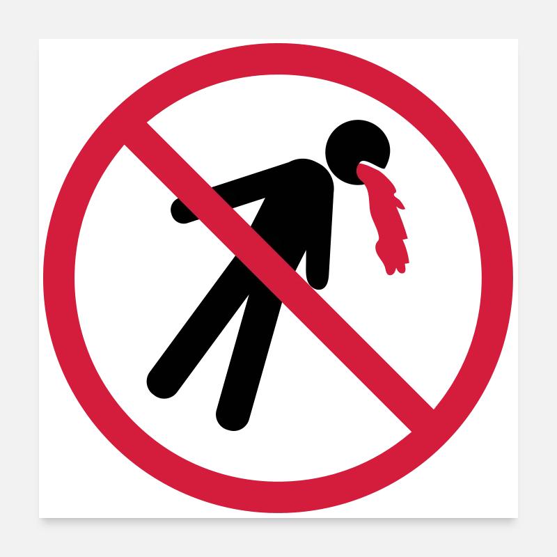 puke forbidden shield no blood funny vomit Poster 24" x 24" (60x60 cm)