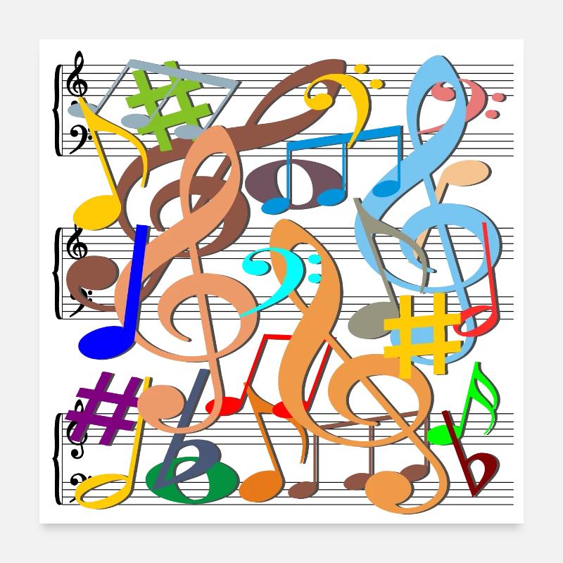 Musiknoten Poster 60x60 cm