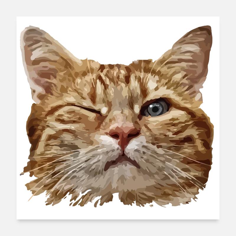 Tête de chat avec illustration d’œil de clin d’œil Poster 60 x 60 cm