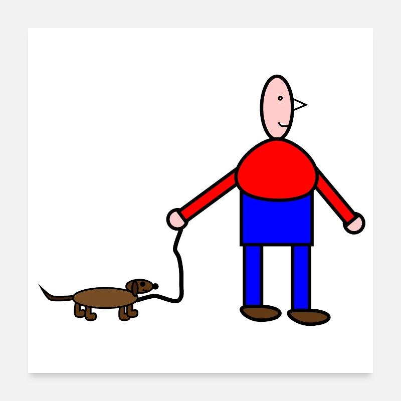 Humorous animal and human drawing Poster 24" x 24" (60x60 cm)