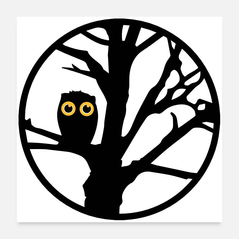 Eine Eule sitzt auf einem Baum Poster 60x60 cm