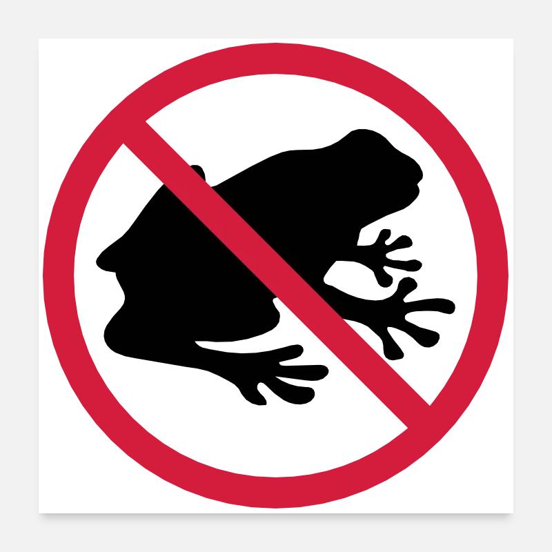 grenouille interdite panneau zone pas kroete silhouett Poster 60 x 60 cm