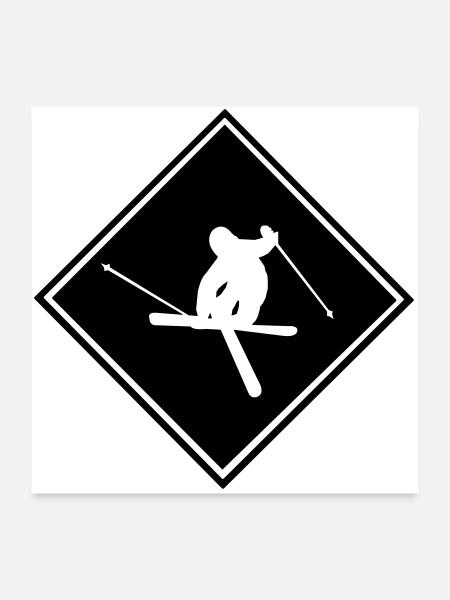 Ski, ski, skiing, après ski, freeski, winter - Poster 24" x 24" (60x60 cm) - white - Front