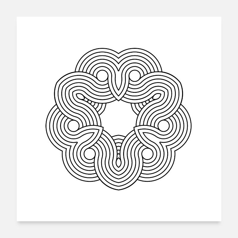 Mandala illusion lignes yoga modèle cadeau zen - Poster 60 x 60 cm - blanc