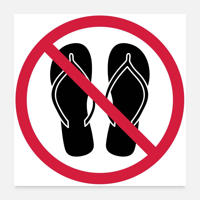 no flip flops prohibited shield zone area clipa Poster 24" x 24" (60x60 cm)