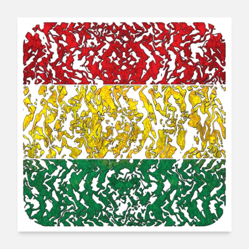 Abstraktes Rasta Muster in Farben - Poster 60x60 cm - Weiß