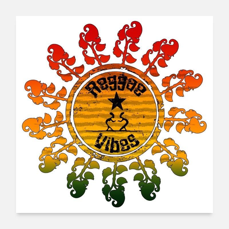 Symbole de paix hippie dans la conception de la roue solaire Poster 60 x 60 cm