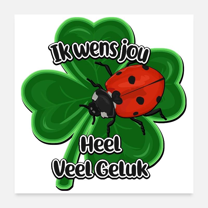 Coccinelle chanceuse sur Clover Four - Poster 60 x 60 cm - blanc