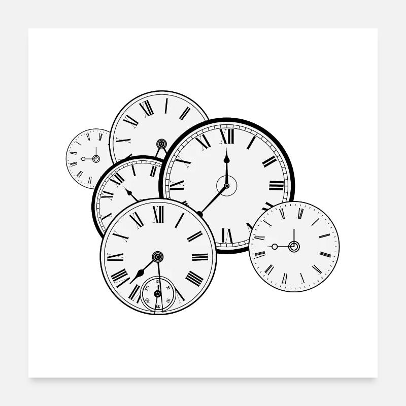 Horloge murale retro Poster 60 x 60 cm