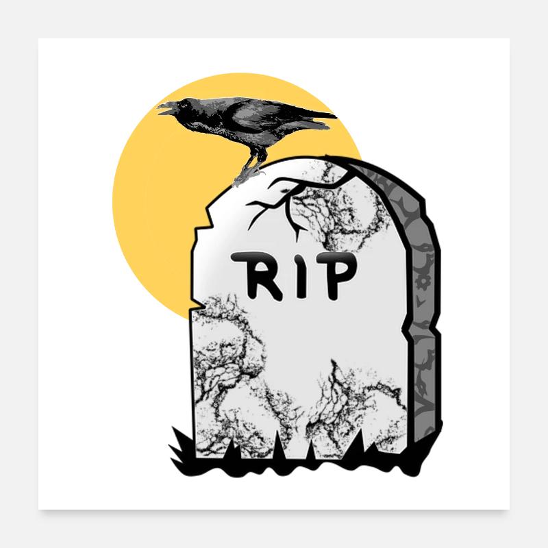 Gravestone with crow Poster 24" x 24" (60x60 cm)