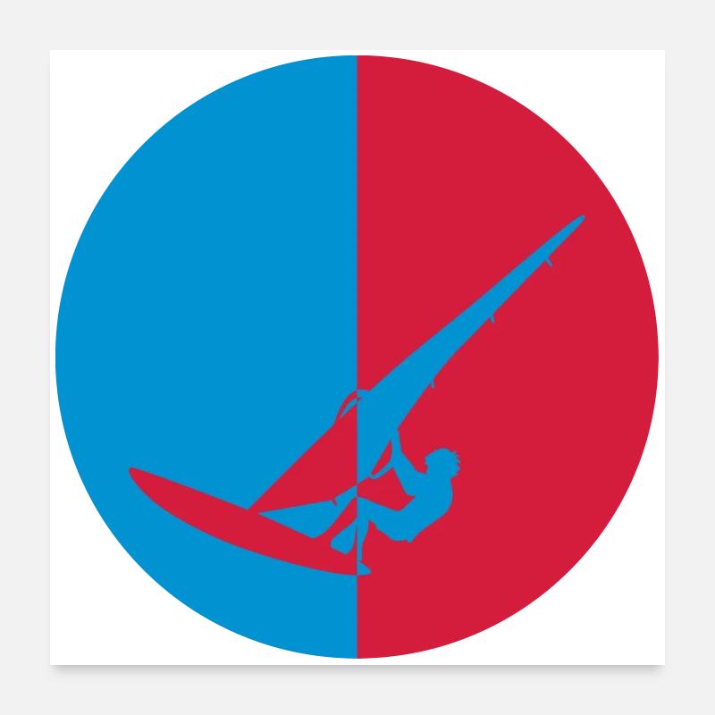 Windsurfen / Windsurfer / Windsurf / Windsurfing - Poster 60x60 cm - Weiß