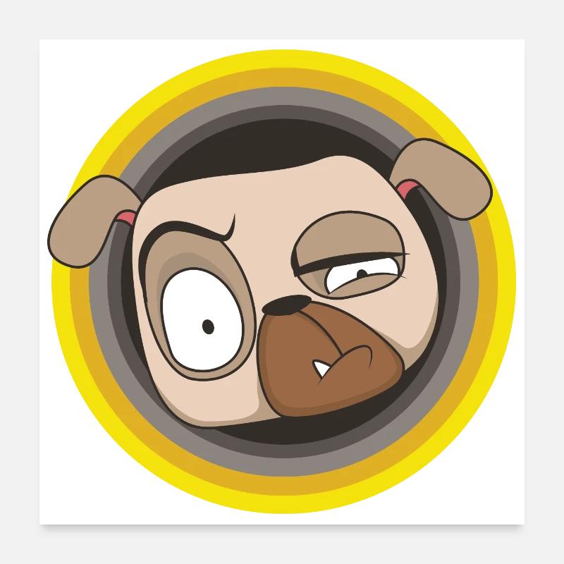 Don't Panic | Der Mops ist am Start | Mops Show Poster 60x60 cm