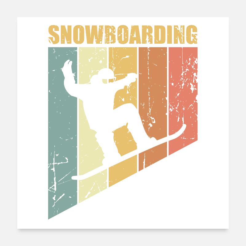 Snowboarding Snowboarding Snowboarding - Poster 60x60 cm - Weiß