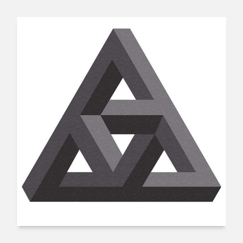 Faszinierende Penrose-Pyramide in Grau - Poster 60x60 cm - Weiß