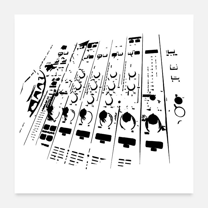 DJ Mischpult - Poster 60x60 cm - Weiß