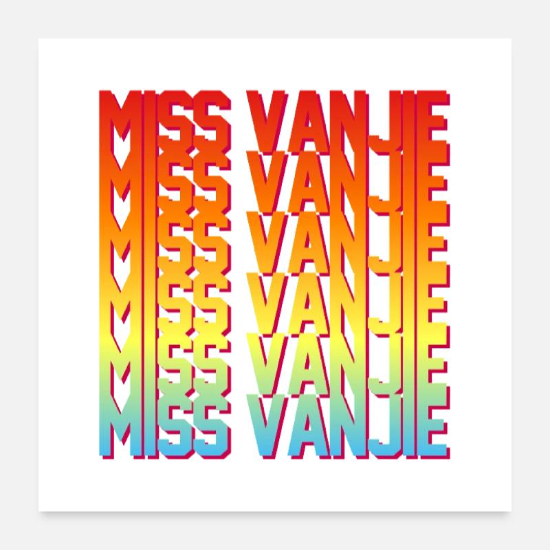 Mlle Vanjie ! Texte de couleur arc-en-ciel de mème Poster 60 x 60 cm