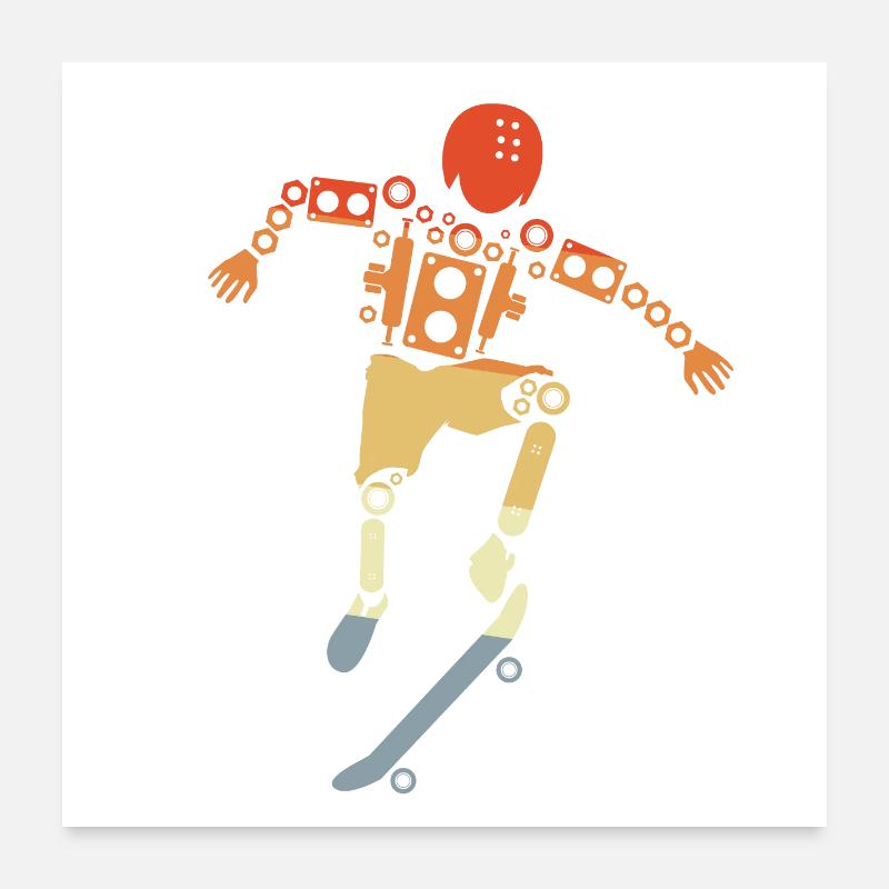 Skateboarder - Poster 24" x 24" (60x60 cm) - white
