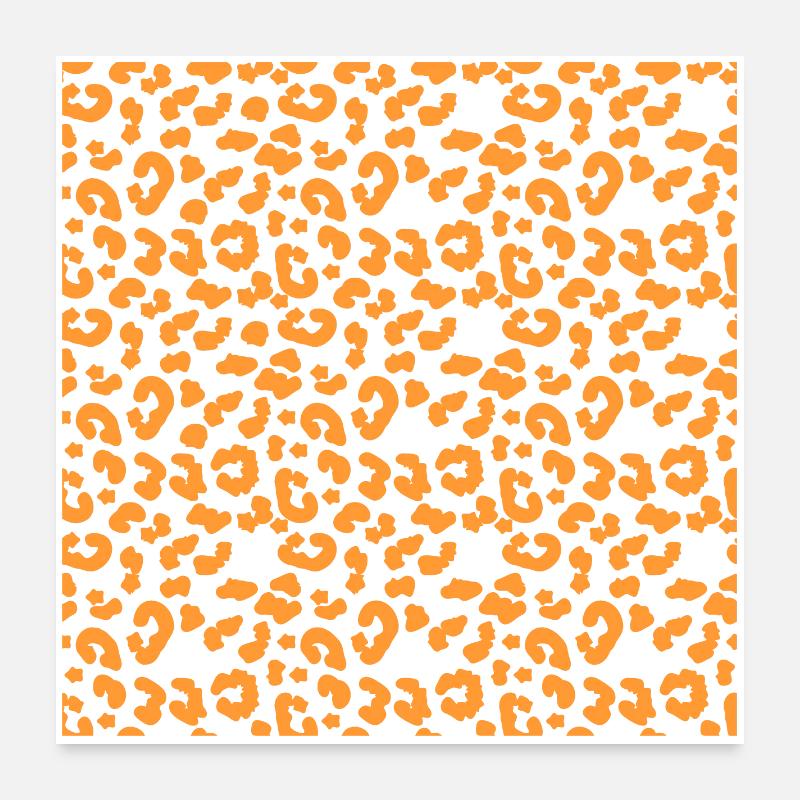 Leopard Pattern Pattern in Orange on Black Poster 24" x 24" (60x60 cm)