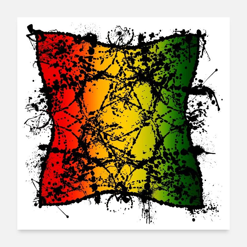 Rasta-Blattabstraktion mit Farbverlauf Poster 60x60 cm