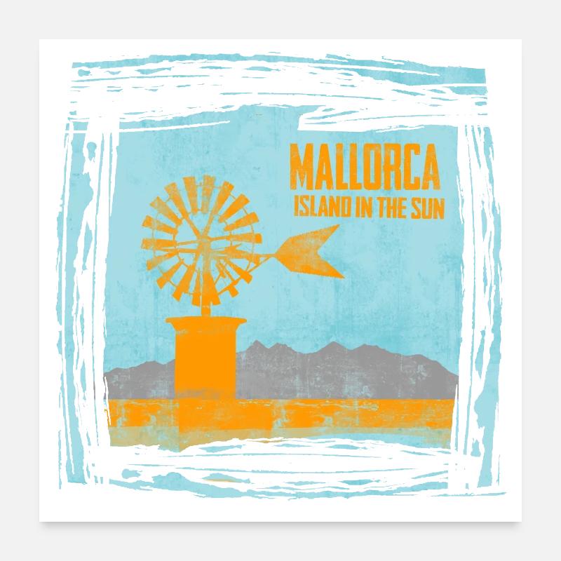 L’île de Majorque dans le design de la lumière du soleil Poster 60 x 60 cm