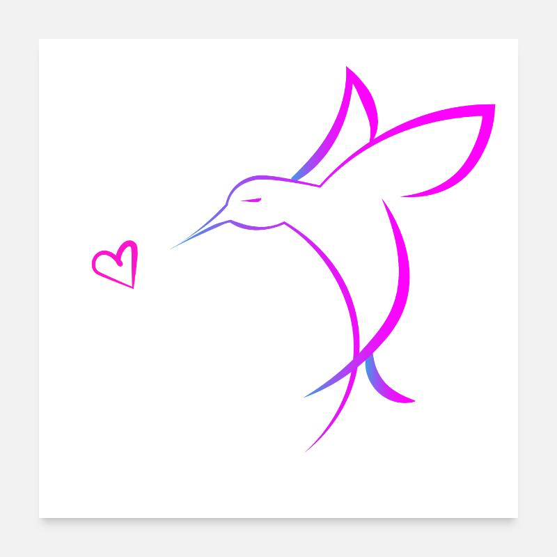 Hummingbird with heart Poster 24" x 24" (60x60 cm)