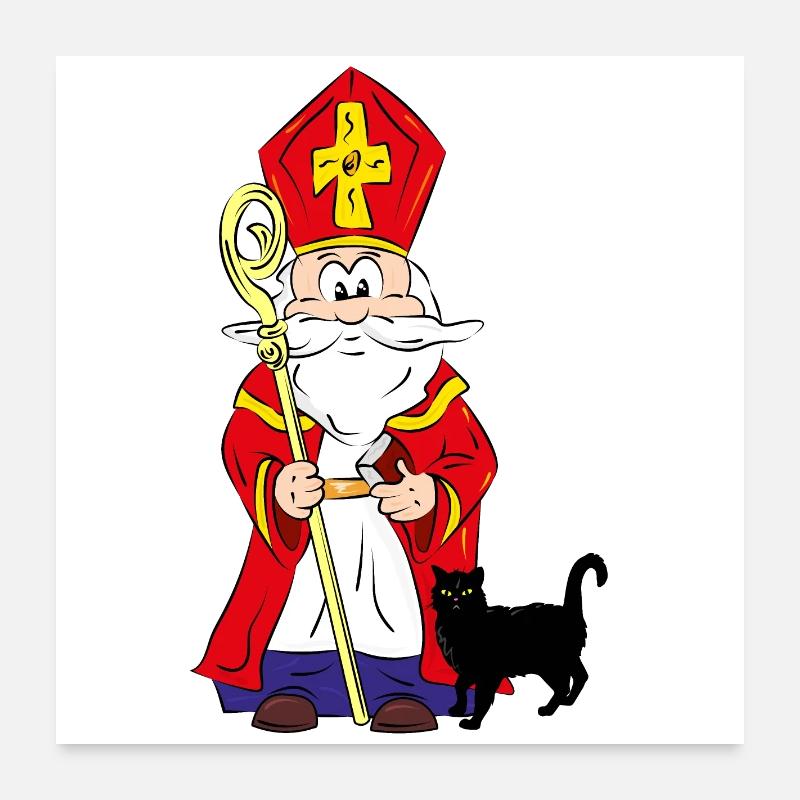 Sinterklaas sans chat noir dans son sac Poster 60 x 60 cm