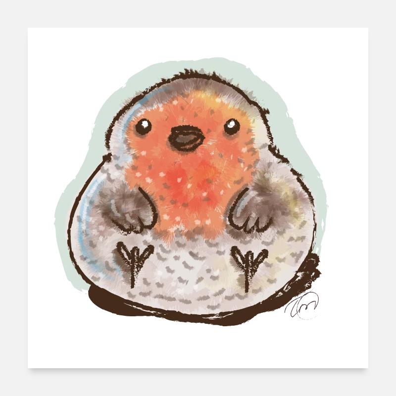 Bubble Robin - Poster 24" x 24" (60x60 cm) - white