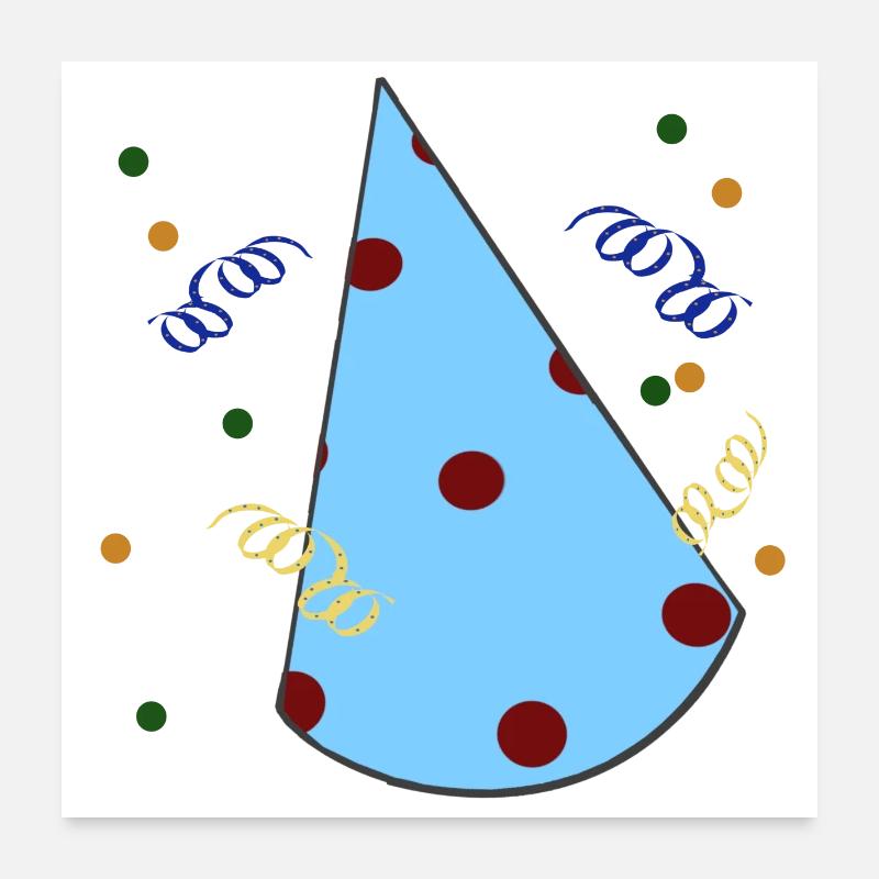 Geburtstagshütchen, kindergeburtstag Poster 60x60 cm