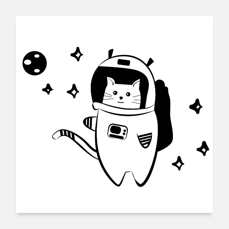 Chat cool dans l'espace Poster 60 x 60 cm