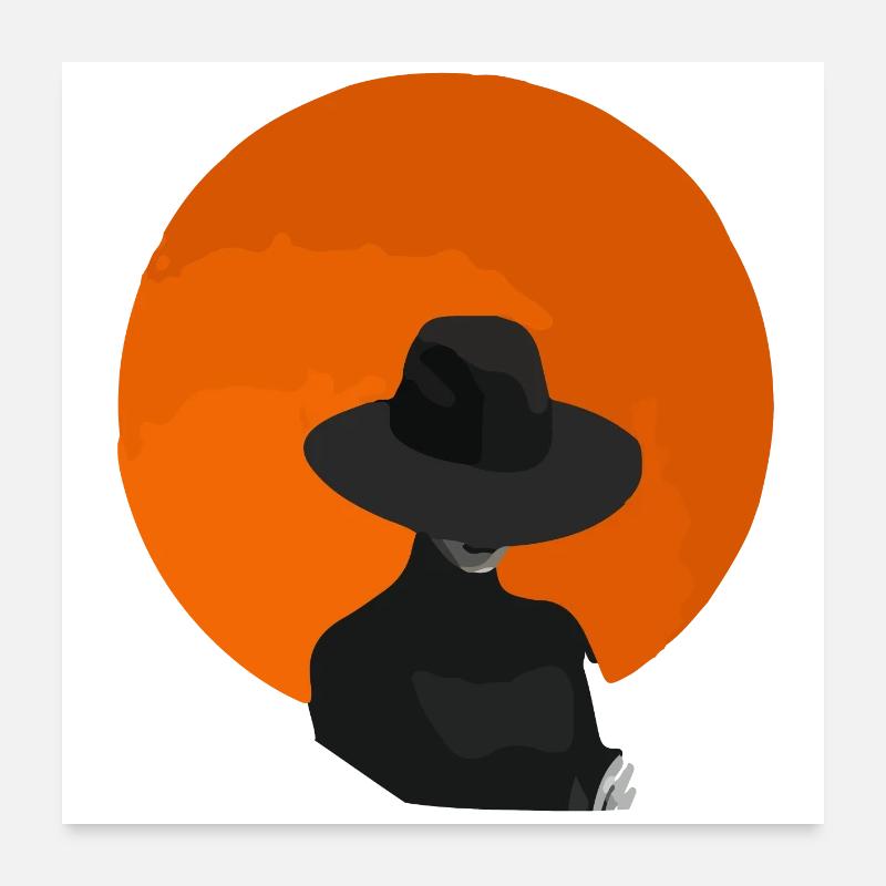Frau mit Hut Poster 60x60 cm
