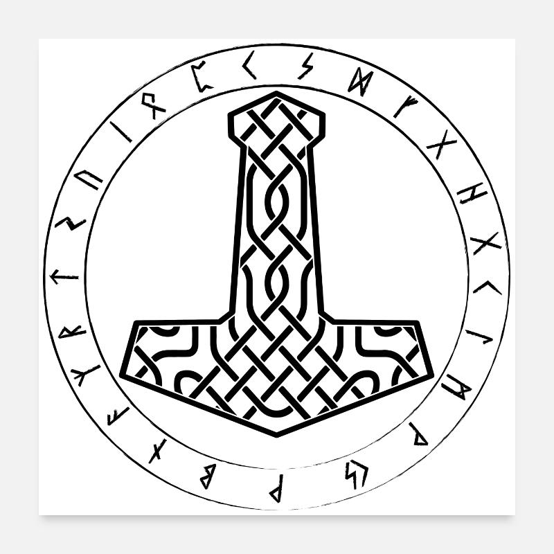 Mjöllnir Wikinger symbol Poster 60x60 cm