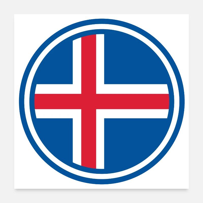 Island Flagge rund Poster 60x60 cm